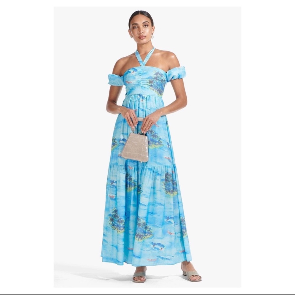 STAUD Viviana Dress Blue Island NWT